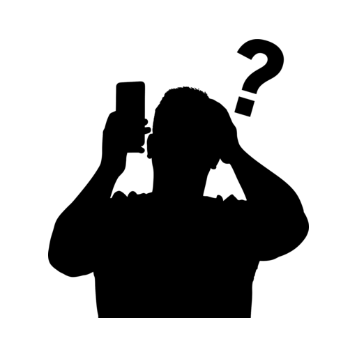 A figure holding a phone to their face, one hand on their head, a question mark beside them.
